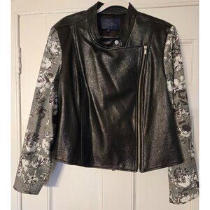 Rachel by Rachel Roy Size 1X Black Moto Jacket with Detailed Sleeve